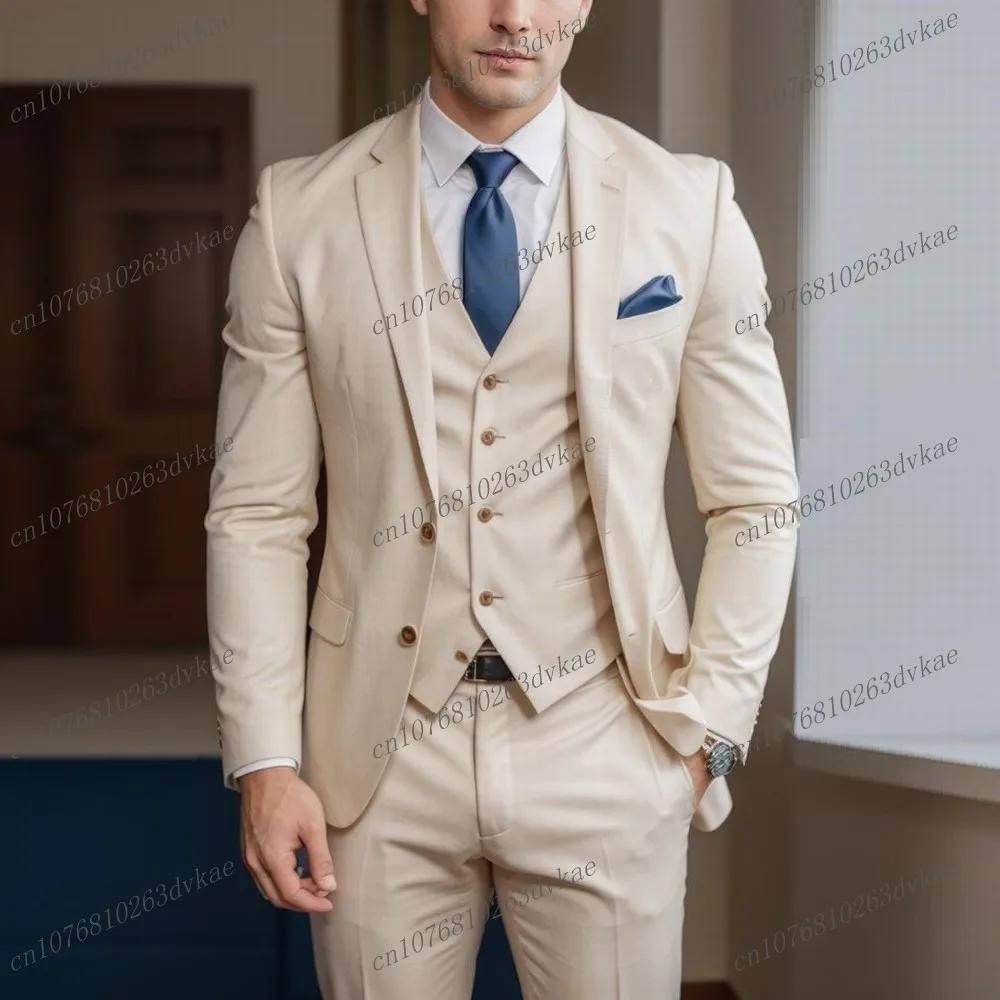 Nouveau bleu marine hommes d'affaires costume marié Groomsman fête de mariage bal mâle Occasion formelle Tuxedos 3 pièces ensemble Blazer gilet pantalon