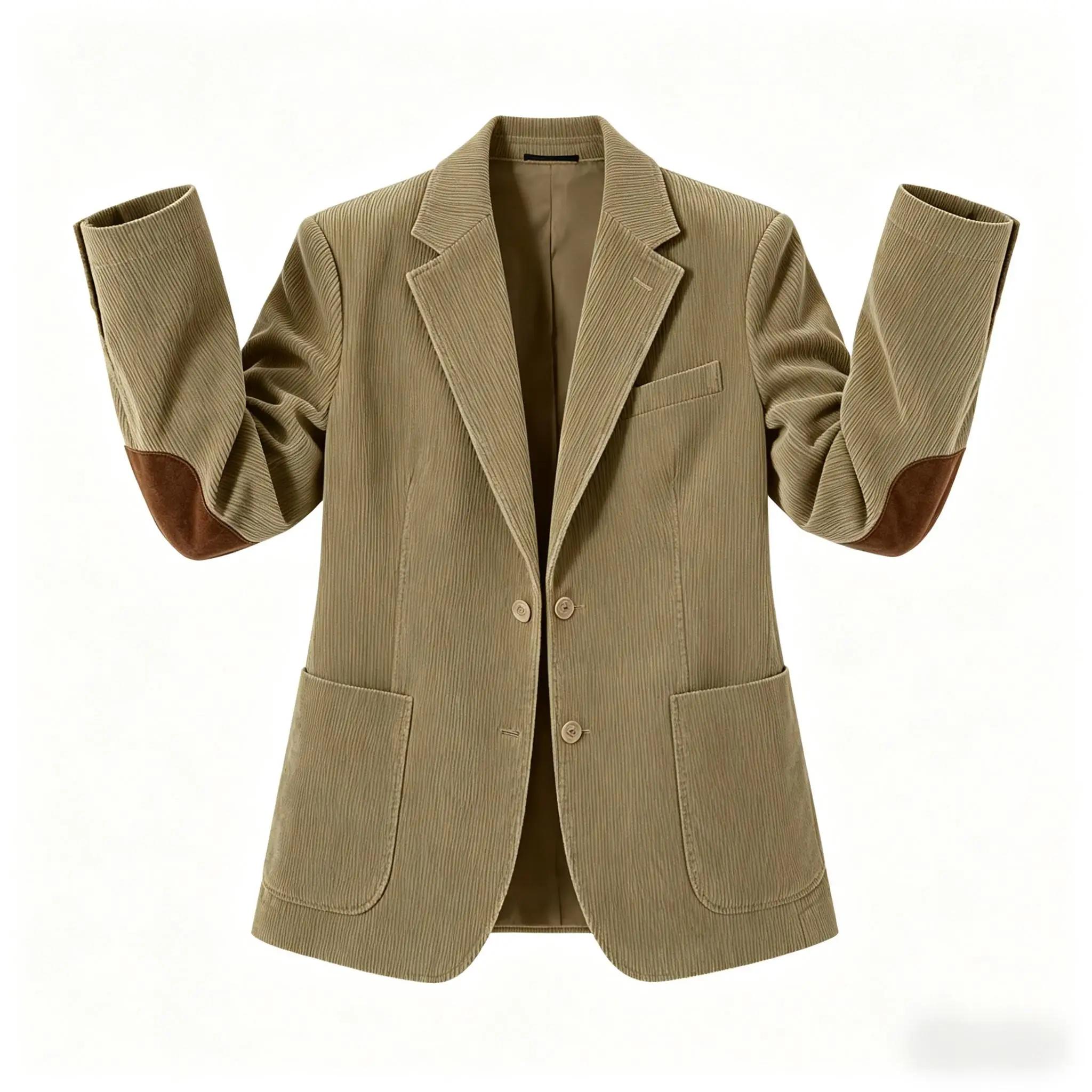 Blazer en velours côtelé vintage pour homme avec empiècements aux coudes