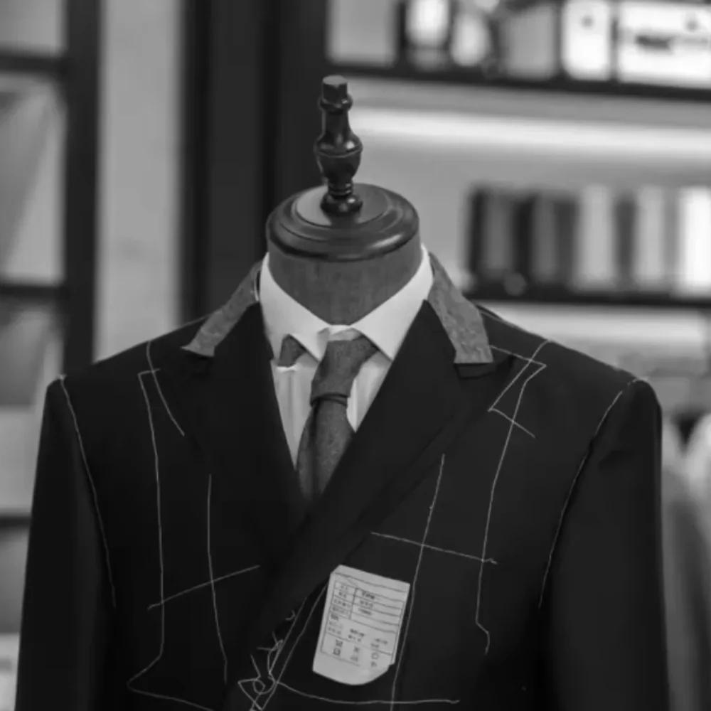 Veste noire croisée 1 pièce pour homme – Costume de marié