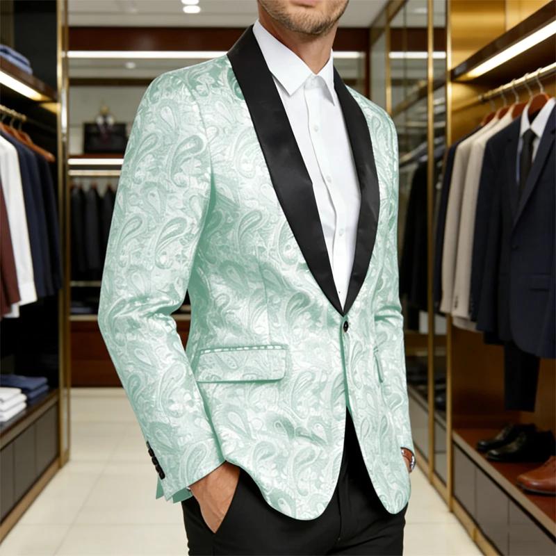 Blazer de smoking pour homme en jacquard Paisley brillant