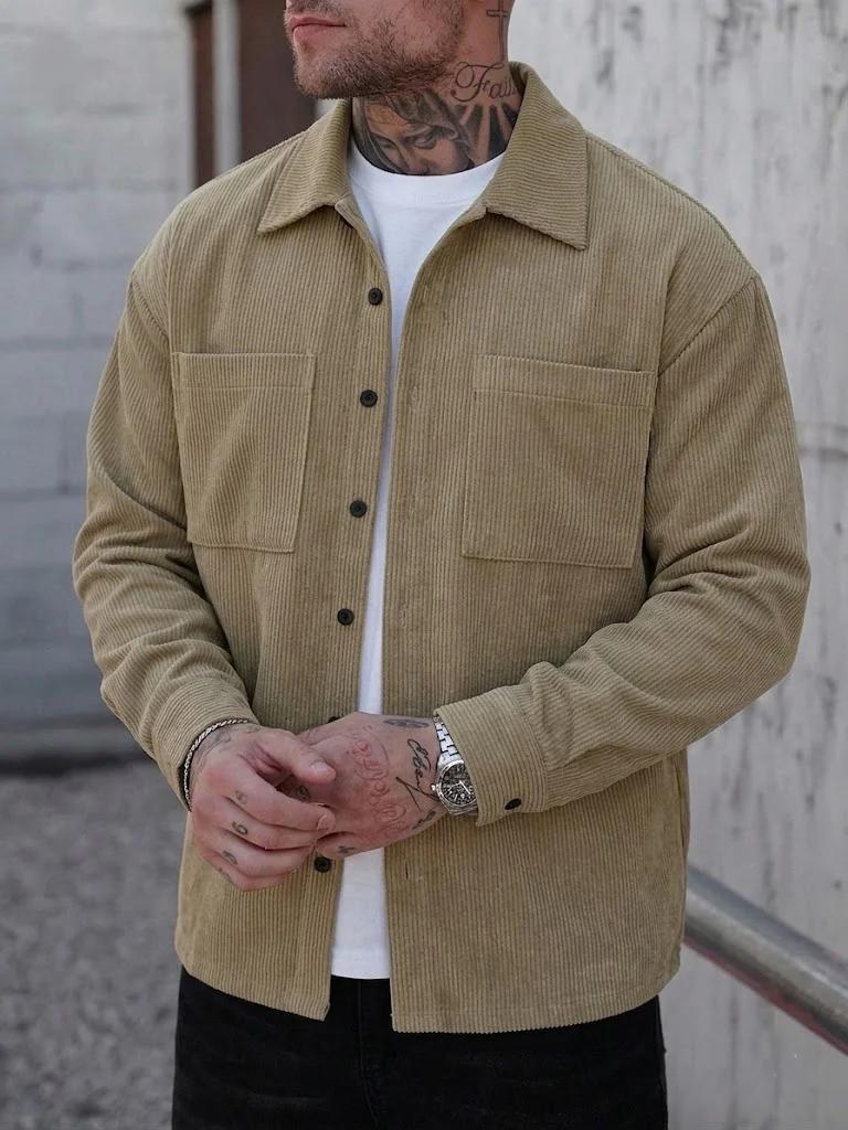 Veste chemise en velours côtelé pour homme