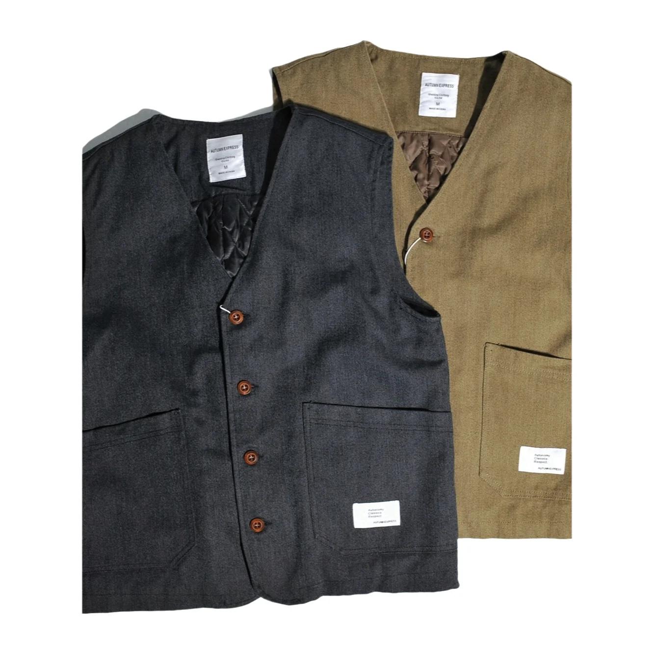 Gilet matelassé en toile de coton épaisse style rétro américain pour homme