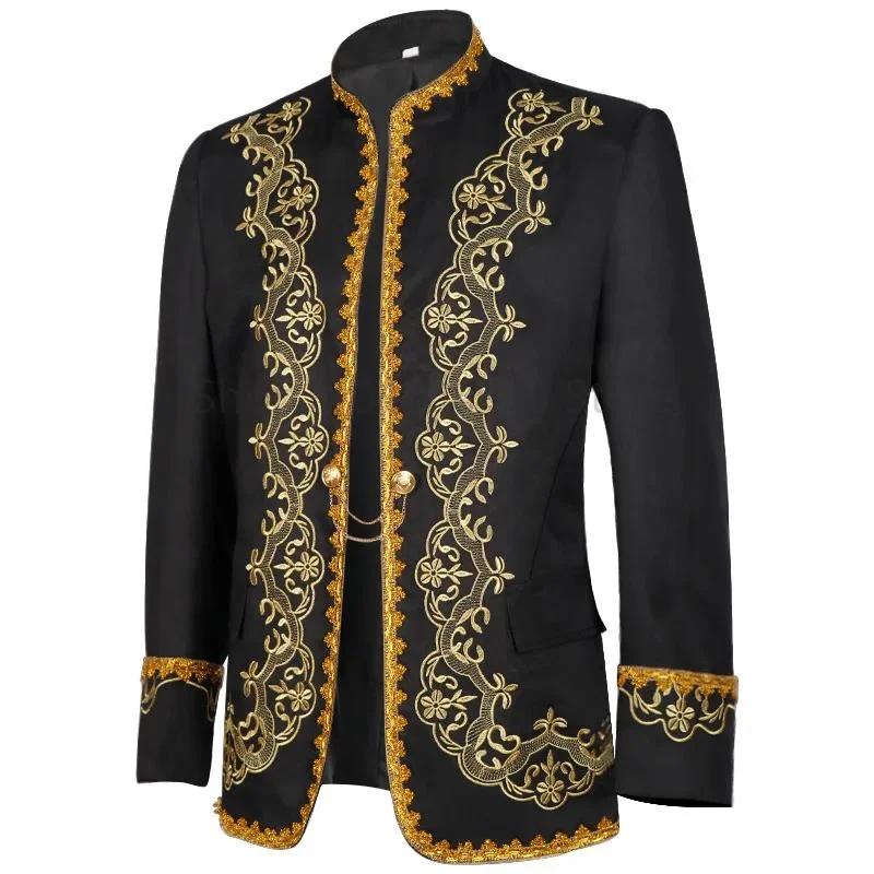 Veste de robe de cour incrustée d'or pour hommes