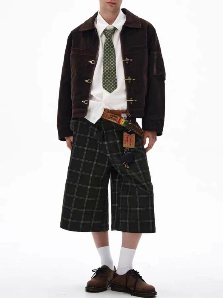 Vintage en détresse manteau en daim hommes déconstruit avion boucle veste unisexe printemps automne marron lambrissé Streetwear vêtements d'extérieur
