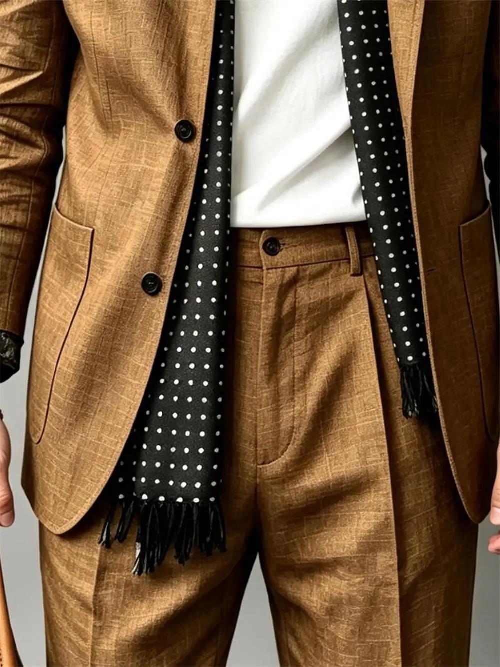 Ensemble de costume 2 pièces en lin mélangé pour homme