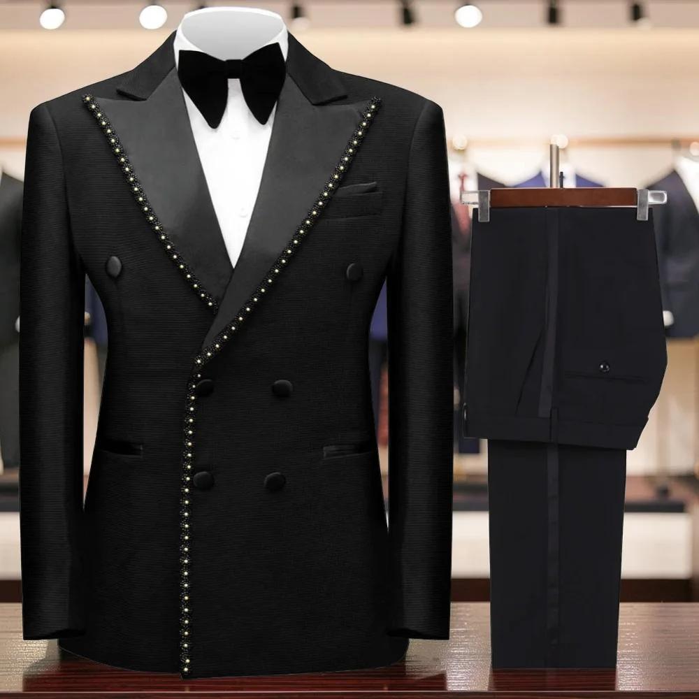 Costume de cérémonie croisé perlé pour homme