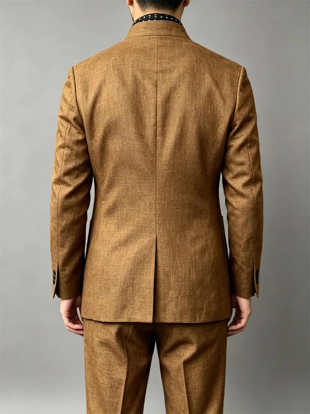 Ensemble de costume 2 pièces en lin mélangé pour homme
