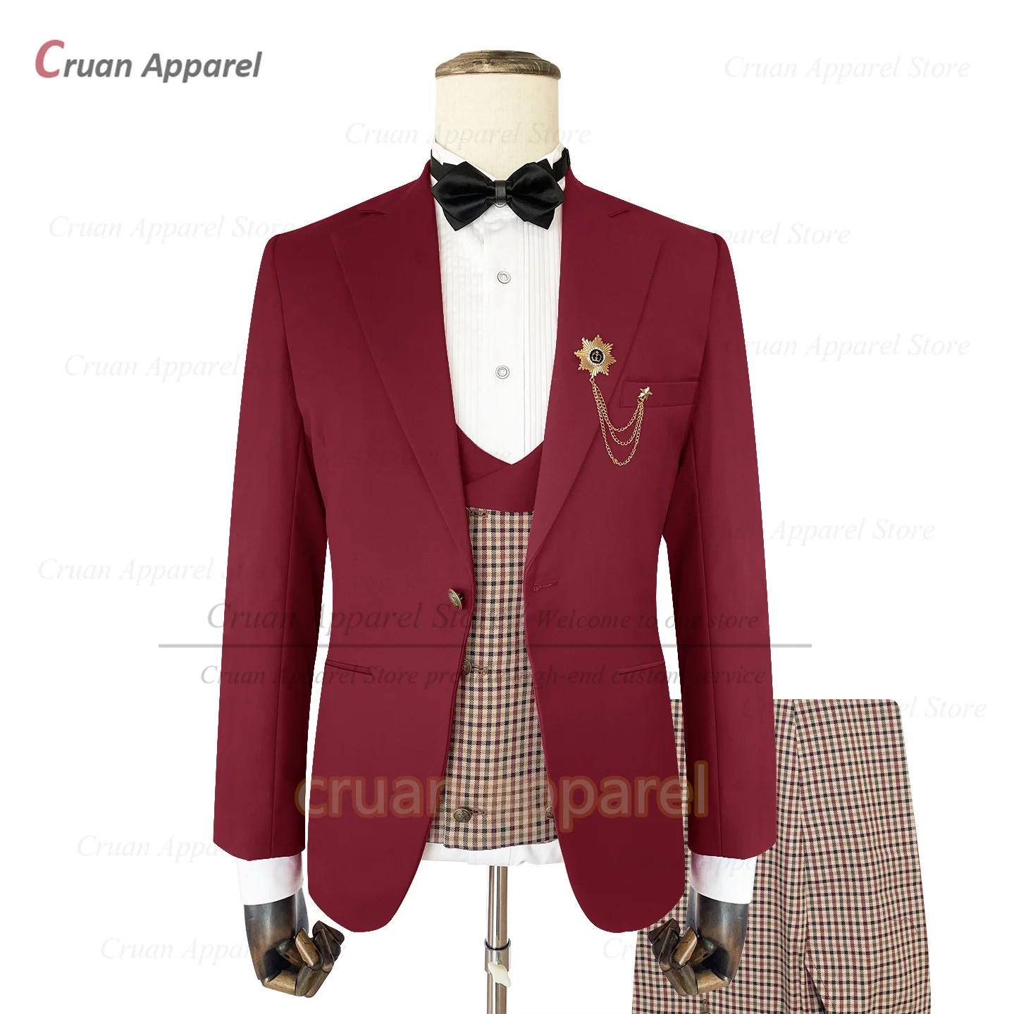 Ensemble blazer à carreaux pour hommes