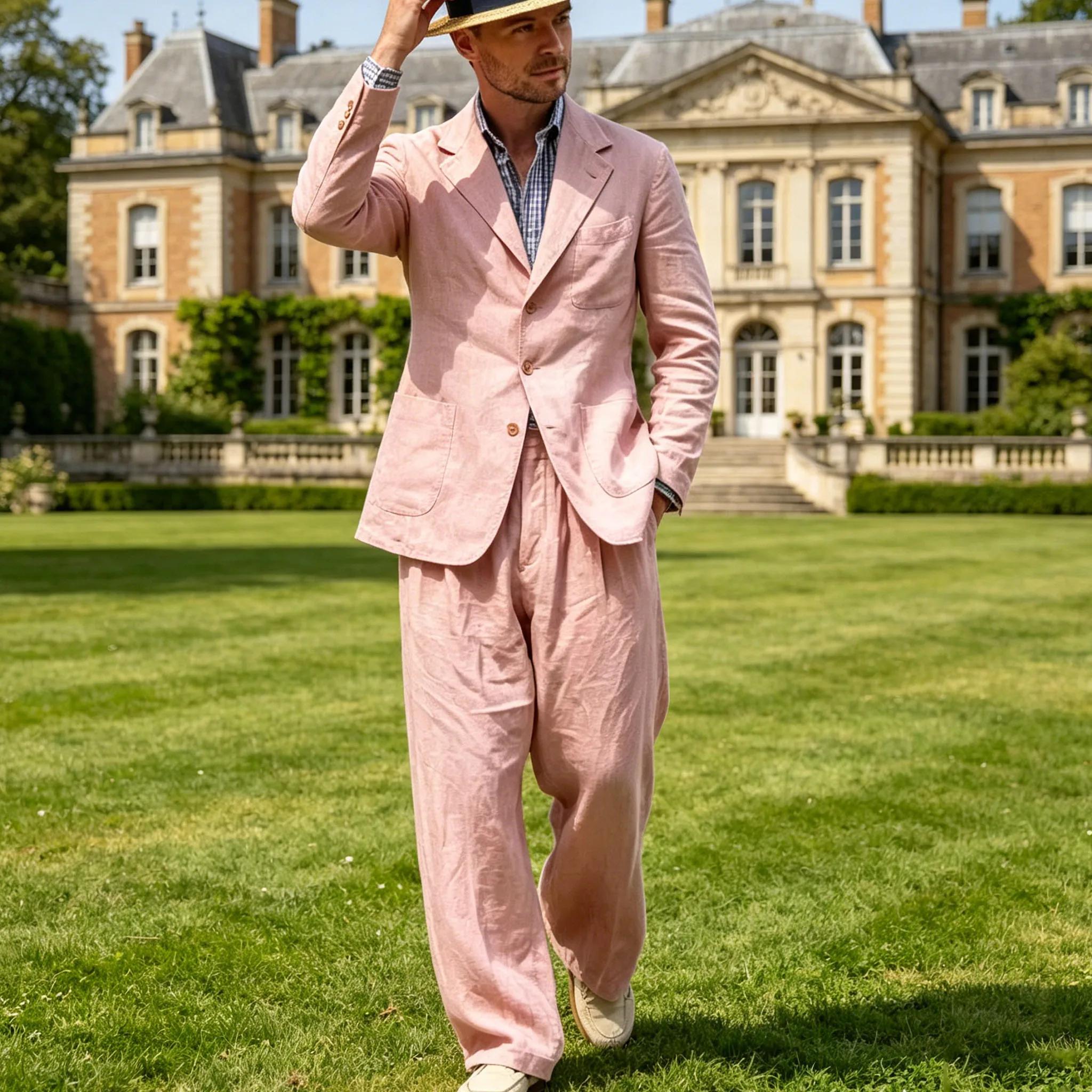 Costume en lin pour homme 2 pièces