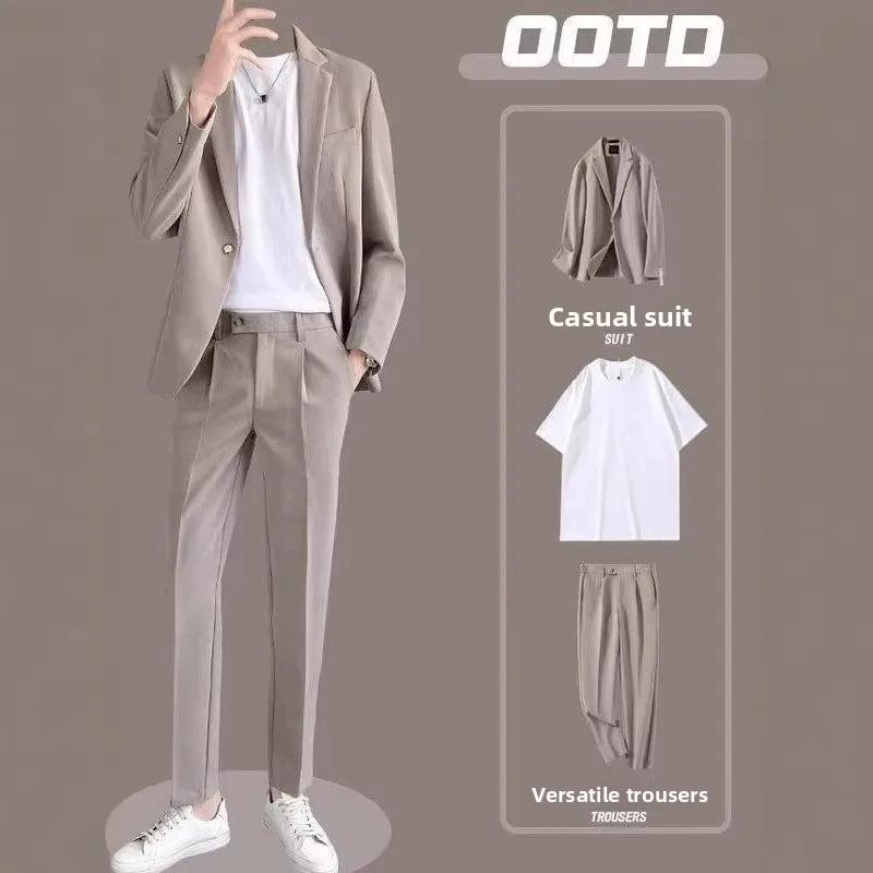 Ensemble de costume décontracté pour homme style britannique – Veste et pantalon formels pour jeunes