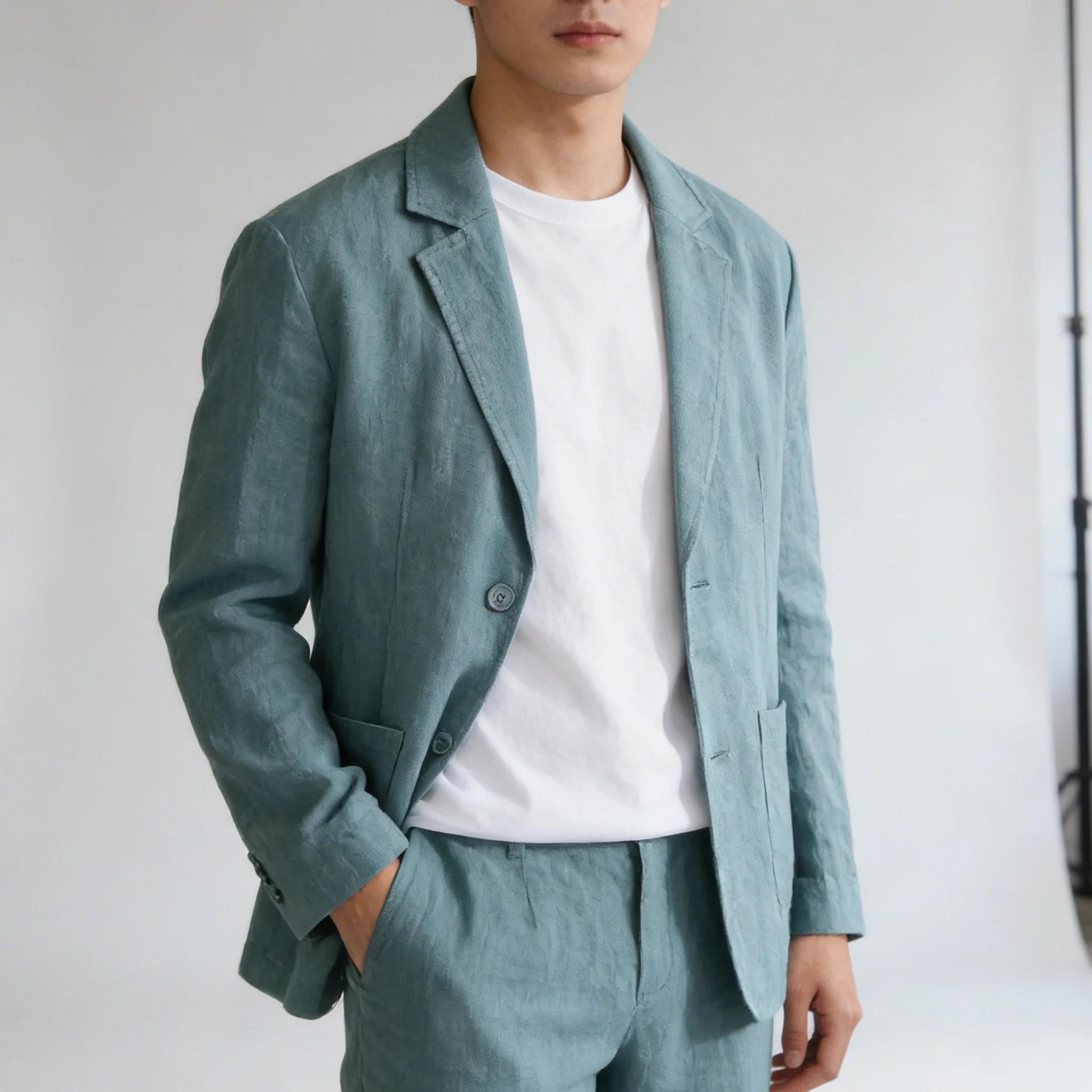 Blazer en coton et lin pour homme