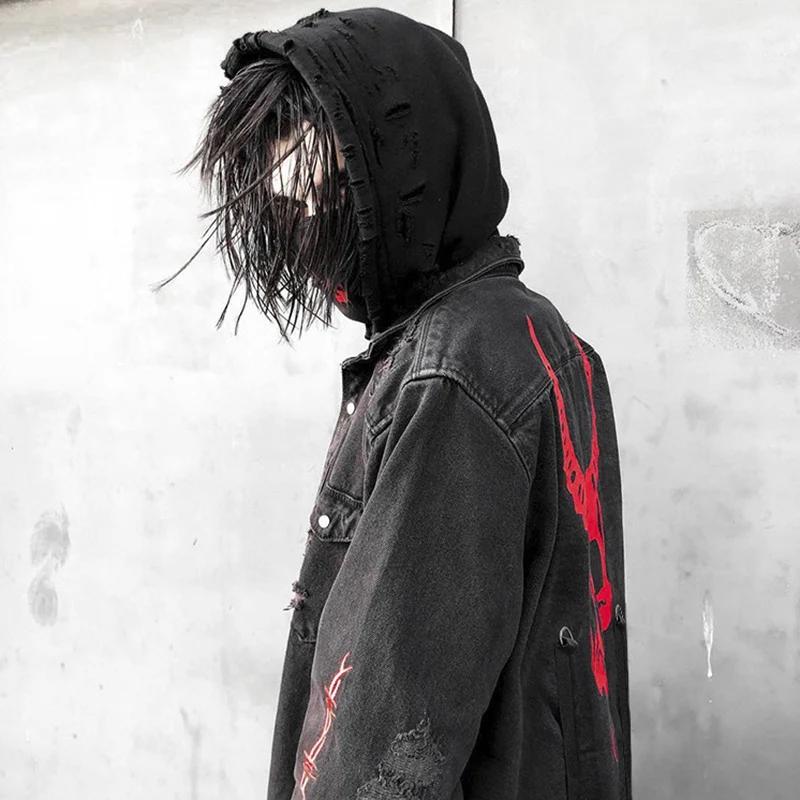Veste en jean gothique Harajuku pour hommes