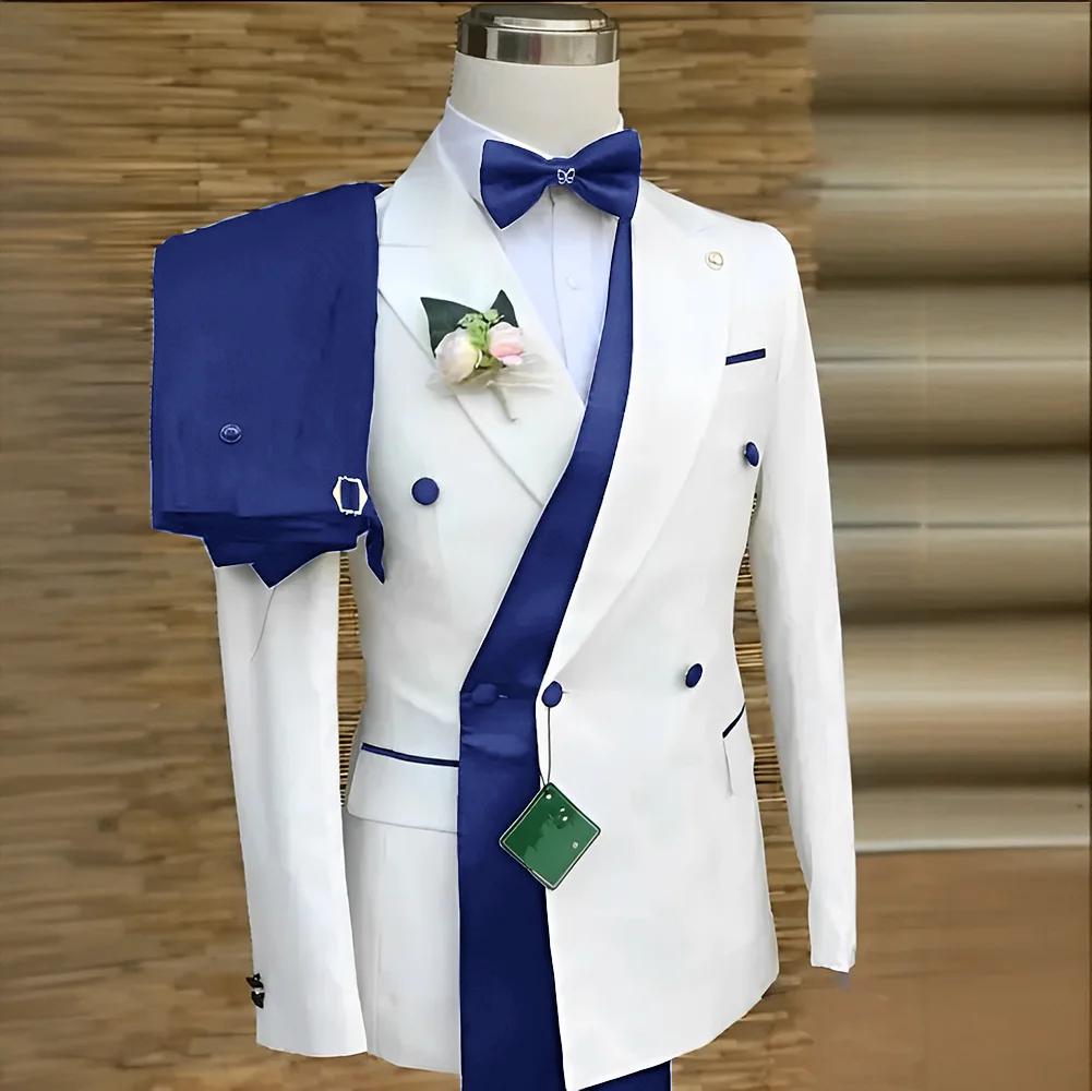 Costume de mariage sur mesure blanc noir pour hommes