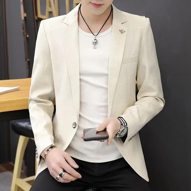 Fête lin gris hommes costume vestes simple boutonnage manteau mâle Blazer été nouveau dans des vêtements simples mode 2025 décontracté classique
