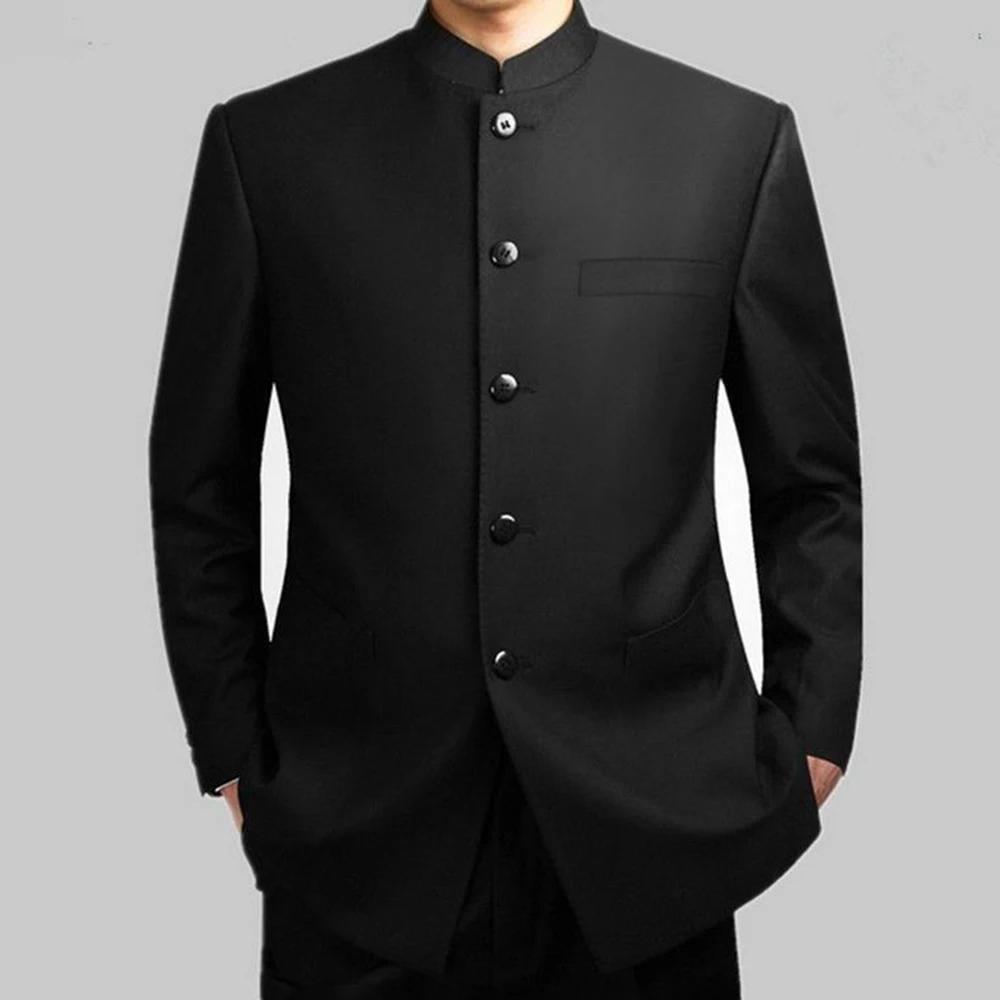 Ensemble de costume à col Mandarin pour hommes