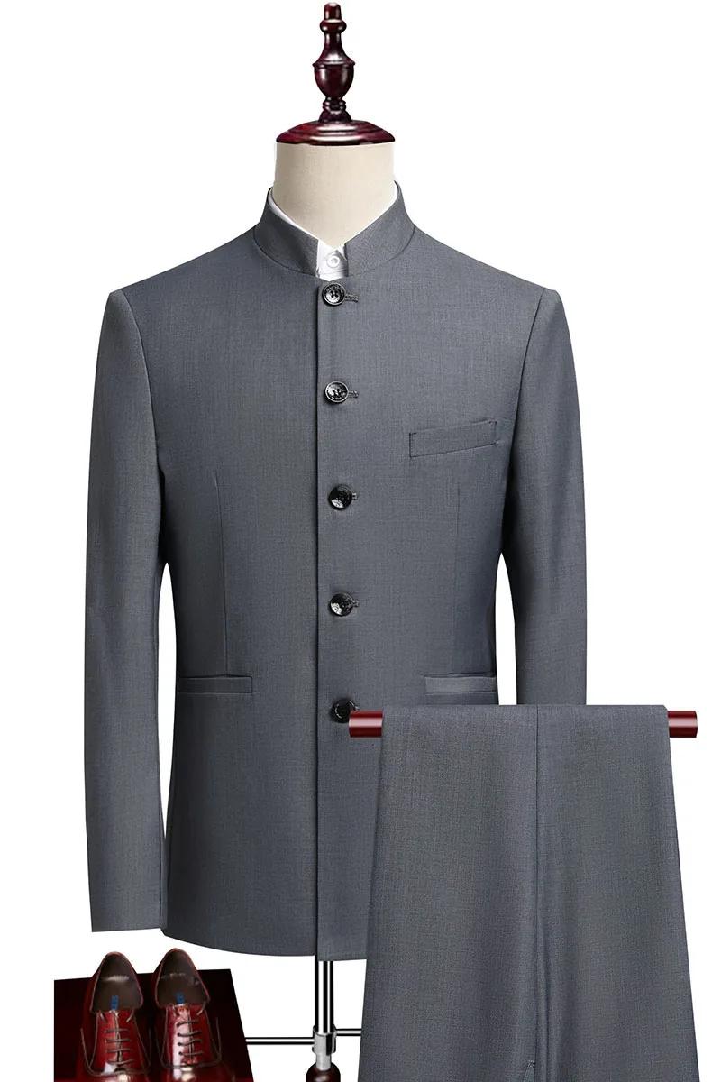 Costume (Blazer + pantalon) mode homme Gentleman affaires extérieur col montant