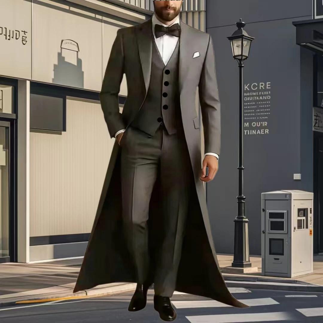 Costume Homme 3 Pièces de Mariage et Cérémonie : Veste Longue