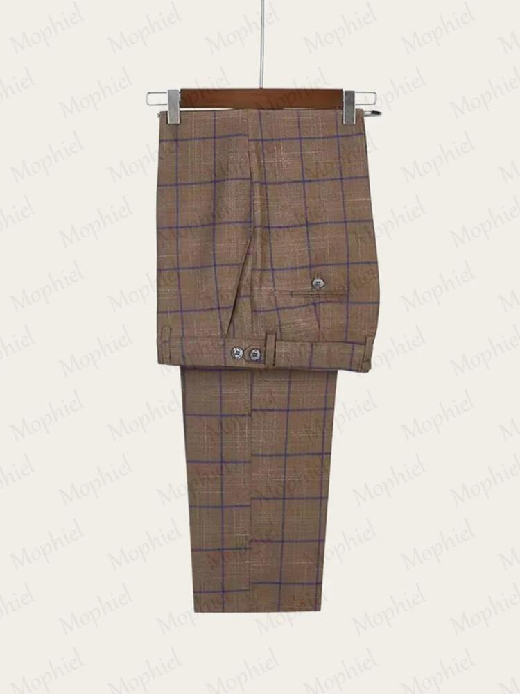 Costume homme 3 pièces à carreaux marron