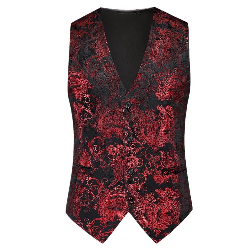 Nouveaux hommes de luxe velours costume gilet or chaud haut imprimé mode Homme affaires Social mariage bal robe de