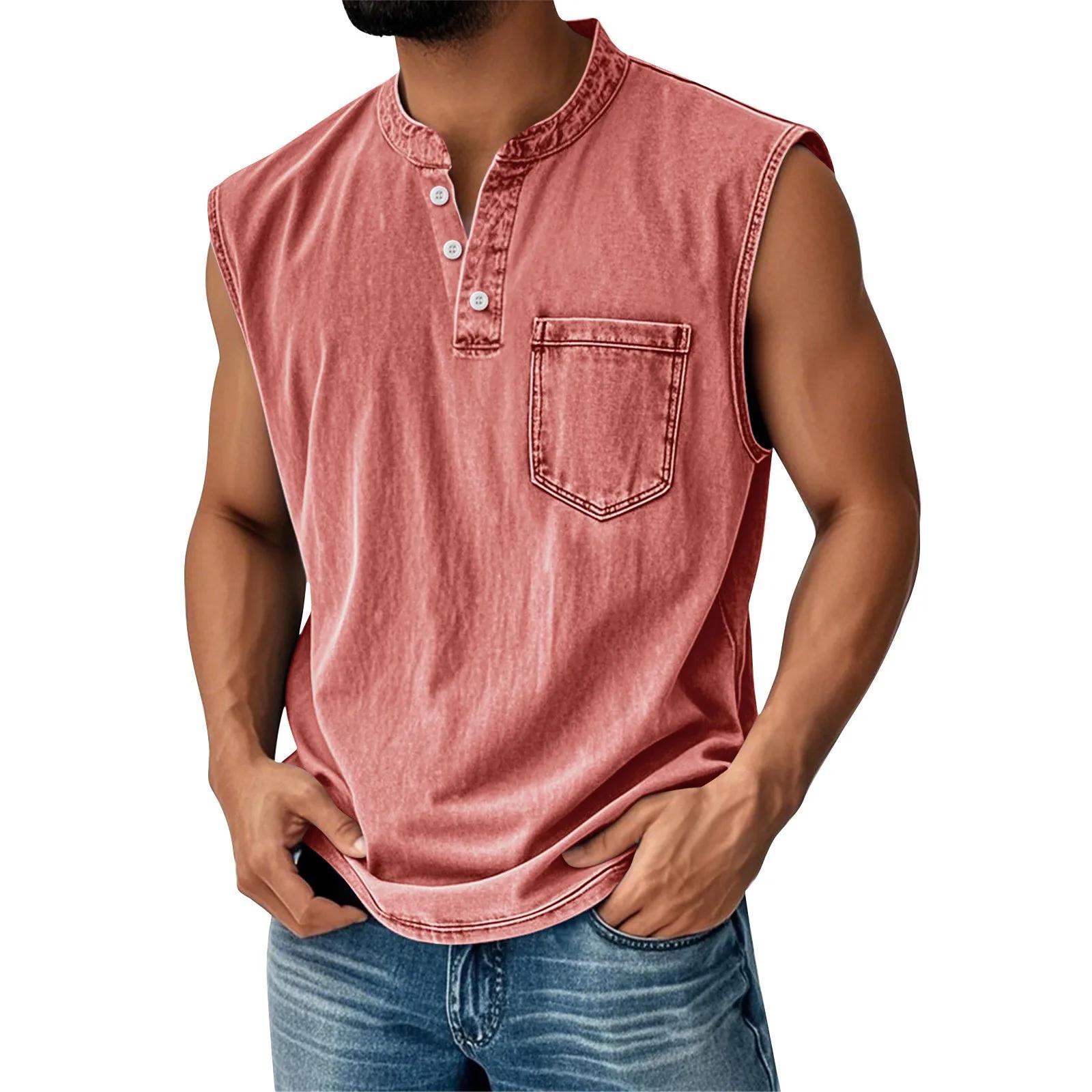 Gilet sans manches vintage délavé pour homme