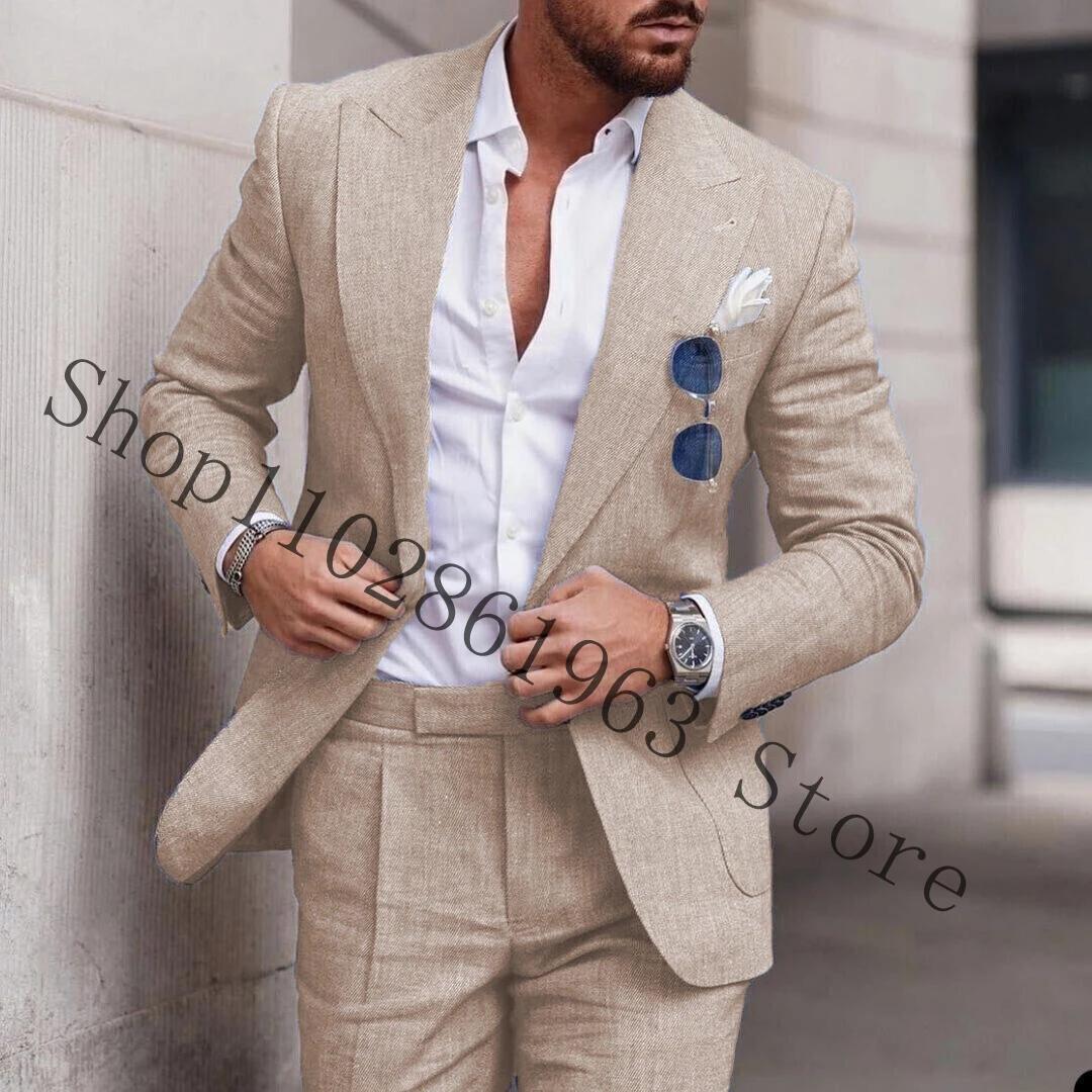 Costumes en lin blanc pour hommes
