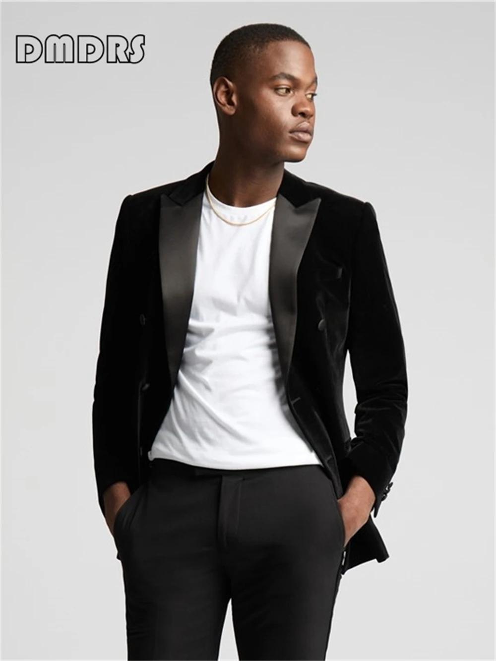 Blazer à double boutonnage en velours pour hommes