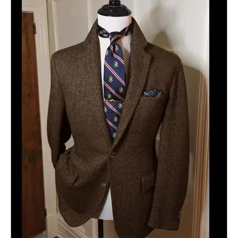 Blazer en tweed à chevrons pour homme