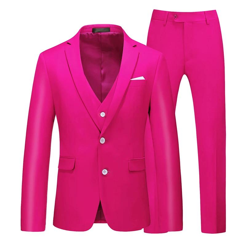 2026 nouveau Costume vert pour hommes 3 pièces (veste + pantalon + gilet) noir gris rouge Terno Masculino mode