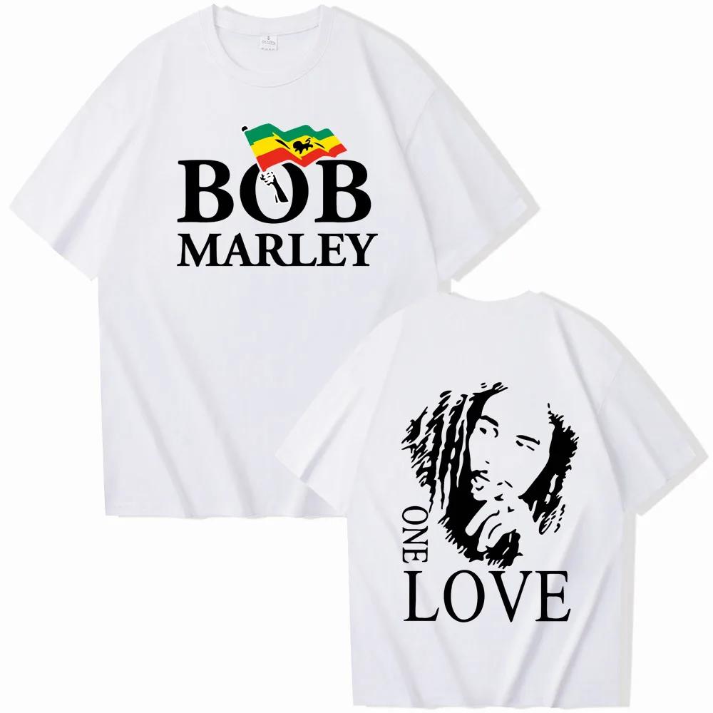 T-shirt unisexe à manches courtes et col rond Bob Marley