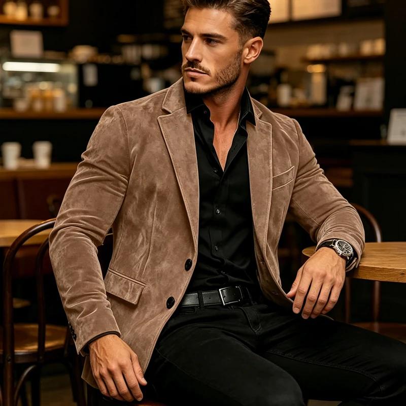 Blazer de luxe pour homme en suède texturé