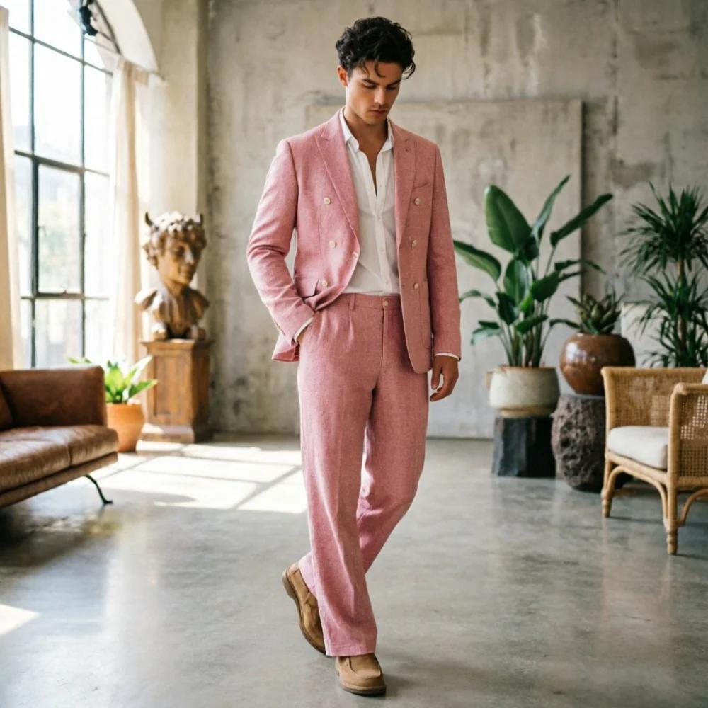 Costume homme en lin vert sauge