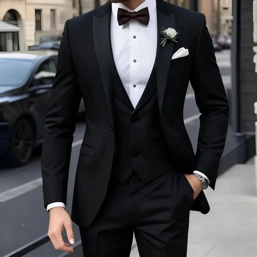 Nouveau Business décontracté MC mariage marié meilleur homme robe Jacquard hommes costume trois pièces ensemble costumes