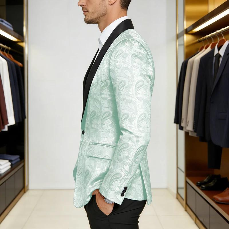 Blazer de smoking pour homme en jacquard Paisley brillant