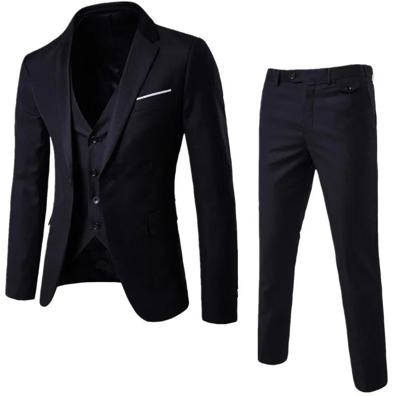 Pantalon de costume ajusté noir pour hommes