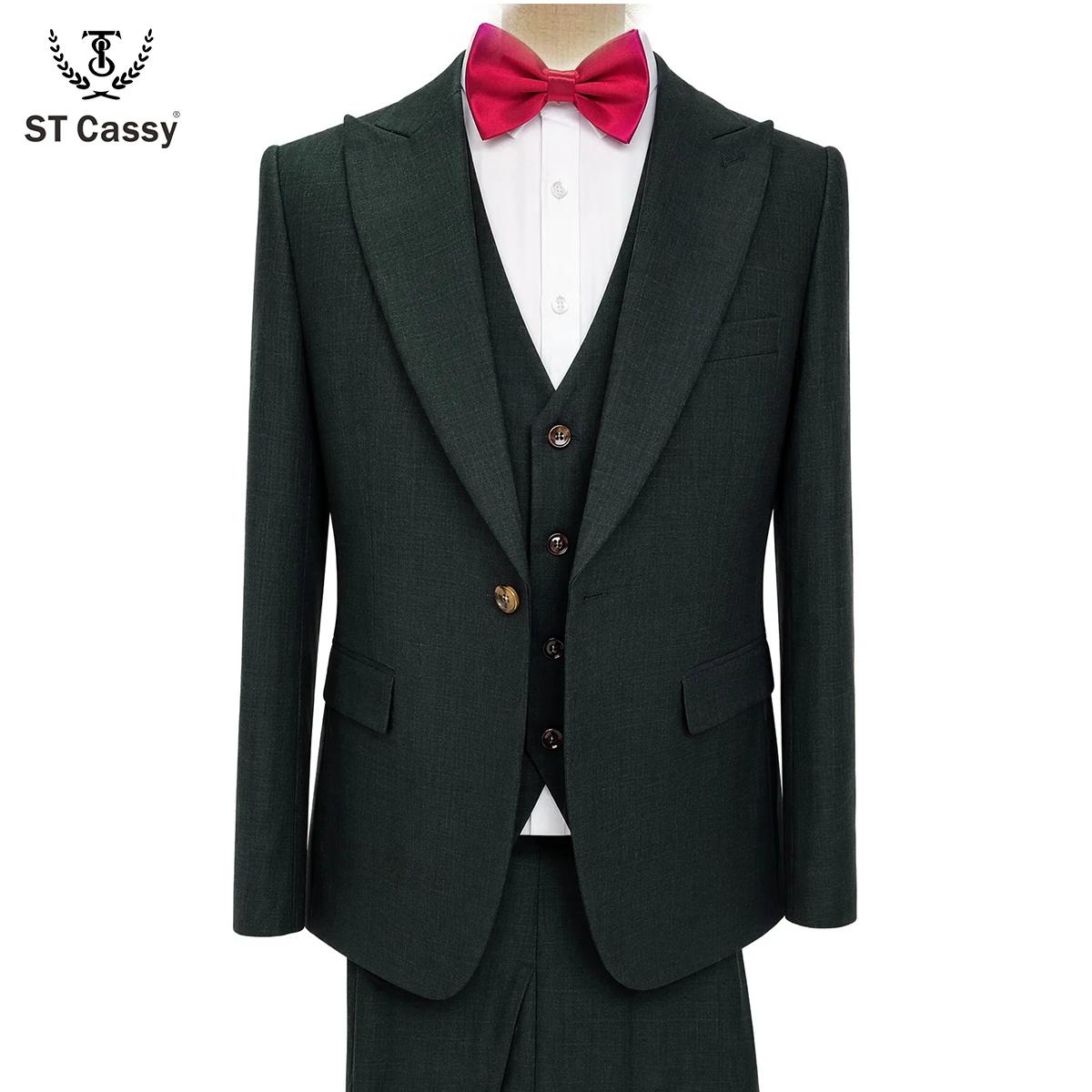 Nouveau costume homme vert foncé slim fit à un bouton