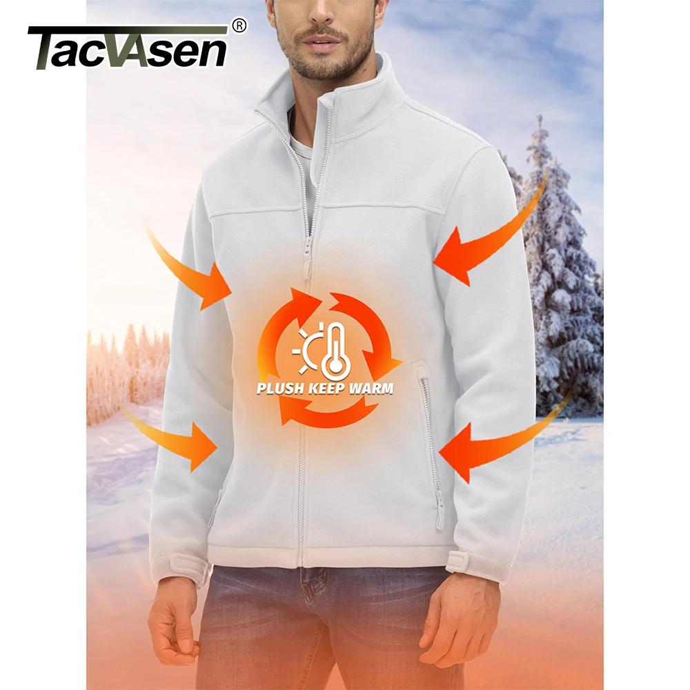 TACVASEN hommes chaleur polaire veste col montant pleine fermeture éclair coupe-vent manteau randonnée travail en plein