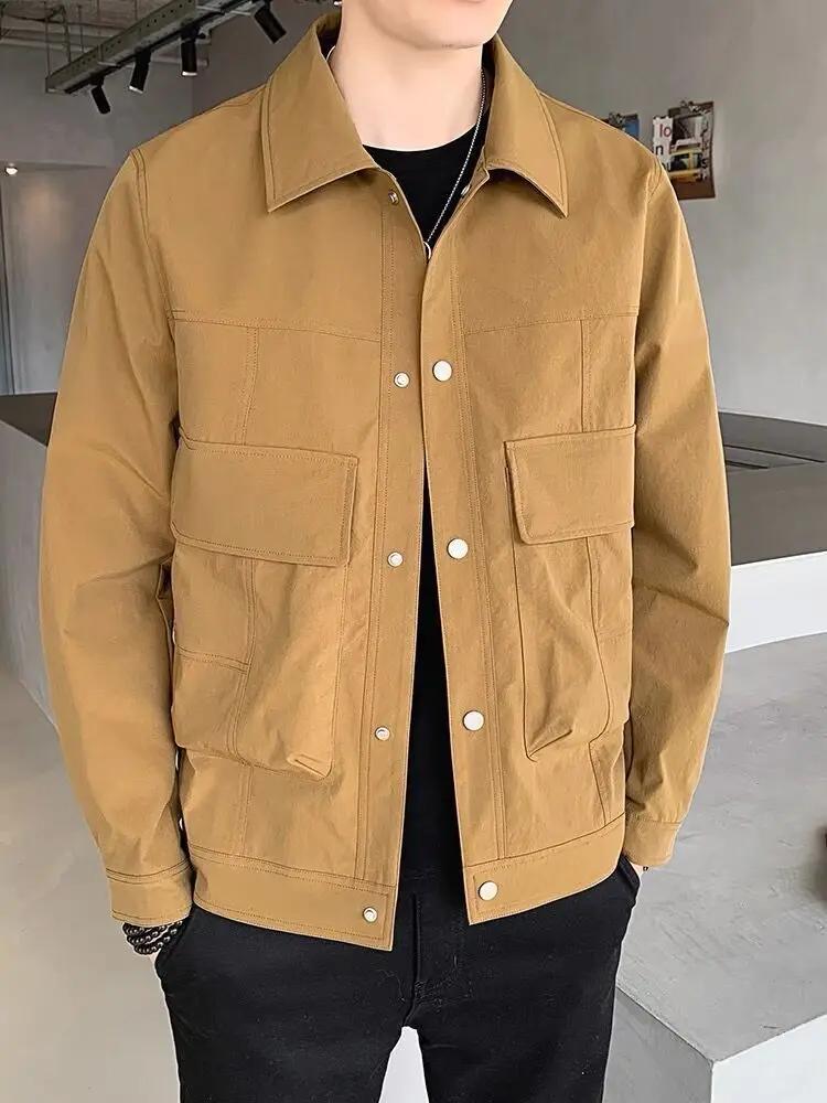 Veste rétro à revers pour hommes, coupe cintrée, décontractée, tendance
