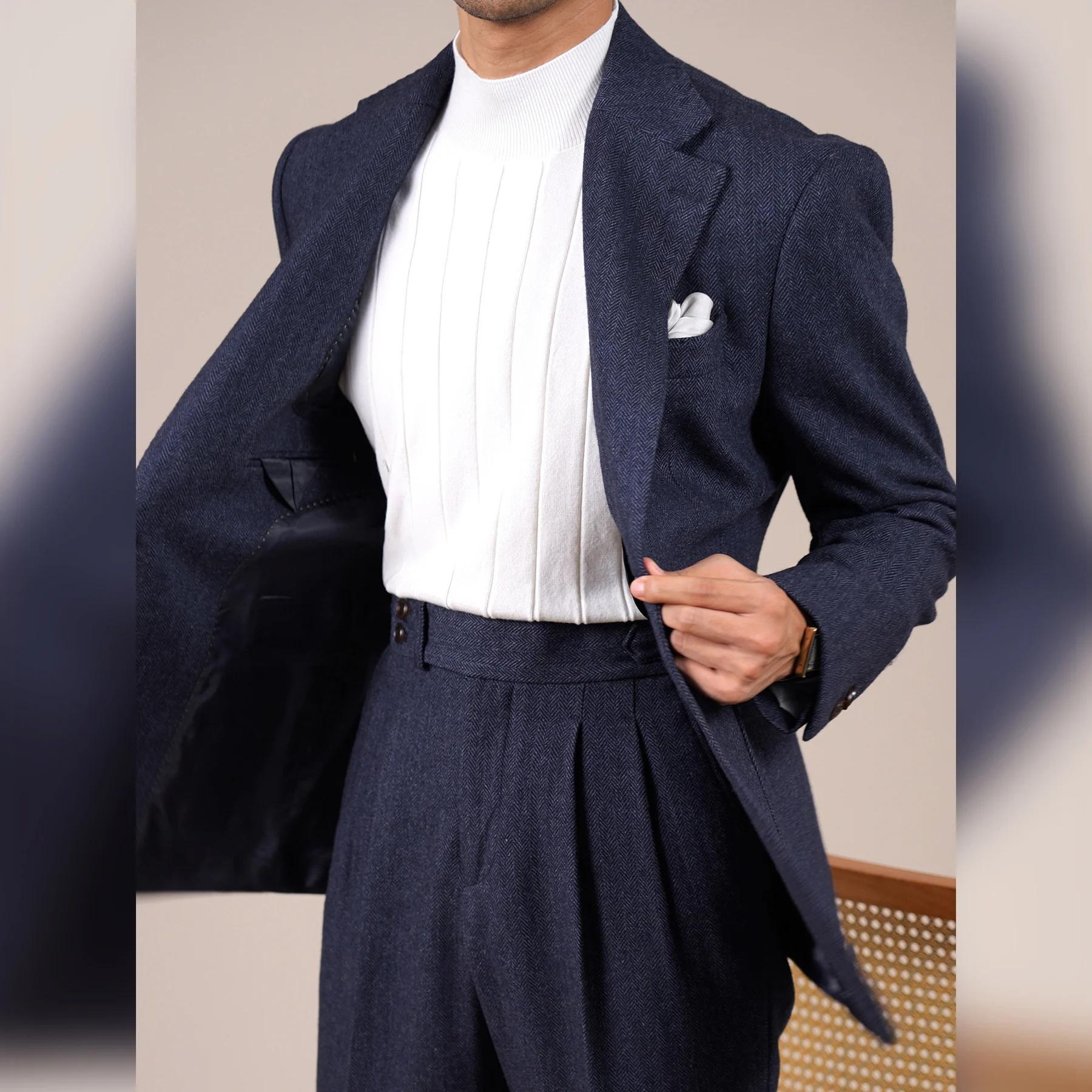 Ensemble de costume en mélange de laine pour hommes