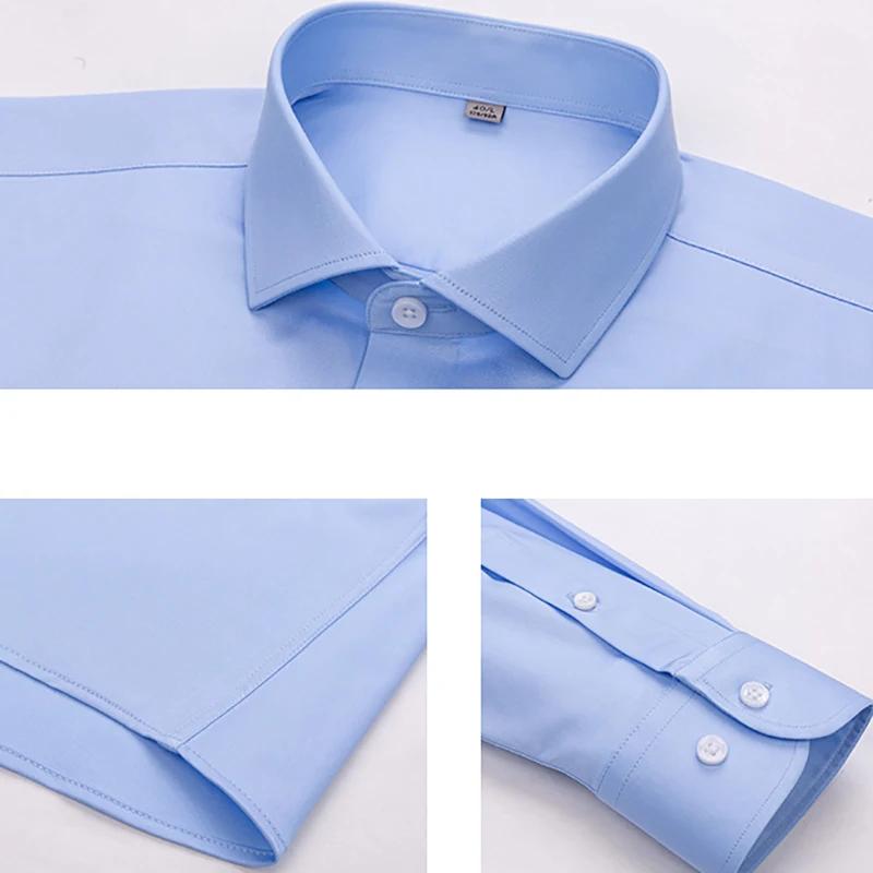 Windsor col manchette régulière robe chemise mode hommes à manches longues de luxe affaires chemises formelles solide facile d'entretien décontracté Social