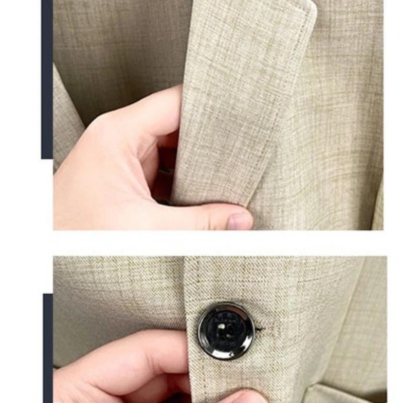 Blazer en mélange de lin pour hommes – Veste légère beige de style vintage M-3XL printemps-automne Texture respectueuse de toucher