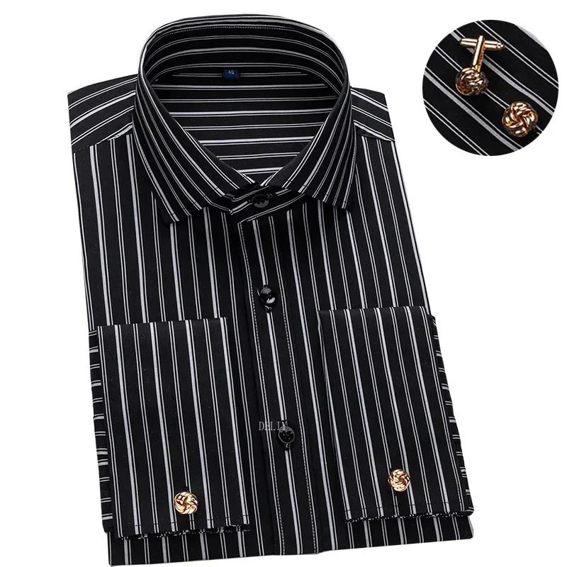 2025 Windsor col coupe ajustée Modal nouveaux hommes chemise française à manches longues robe d'affaires bouton de