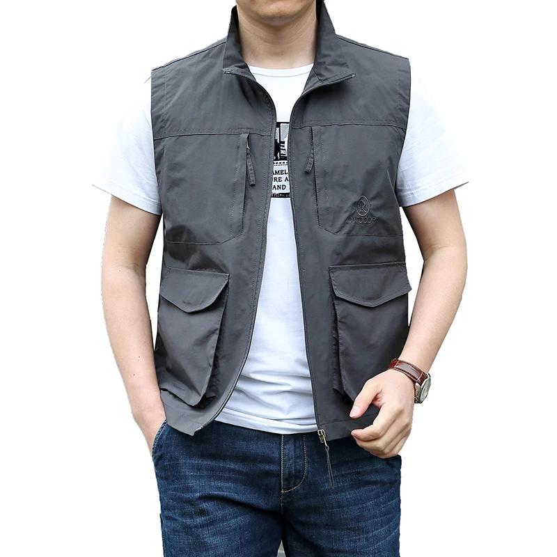 Veste sans manches d'été confortable gilet poches hommes printemps extérieur poche