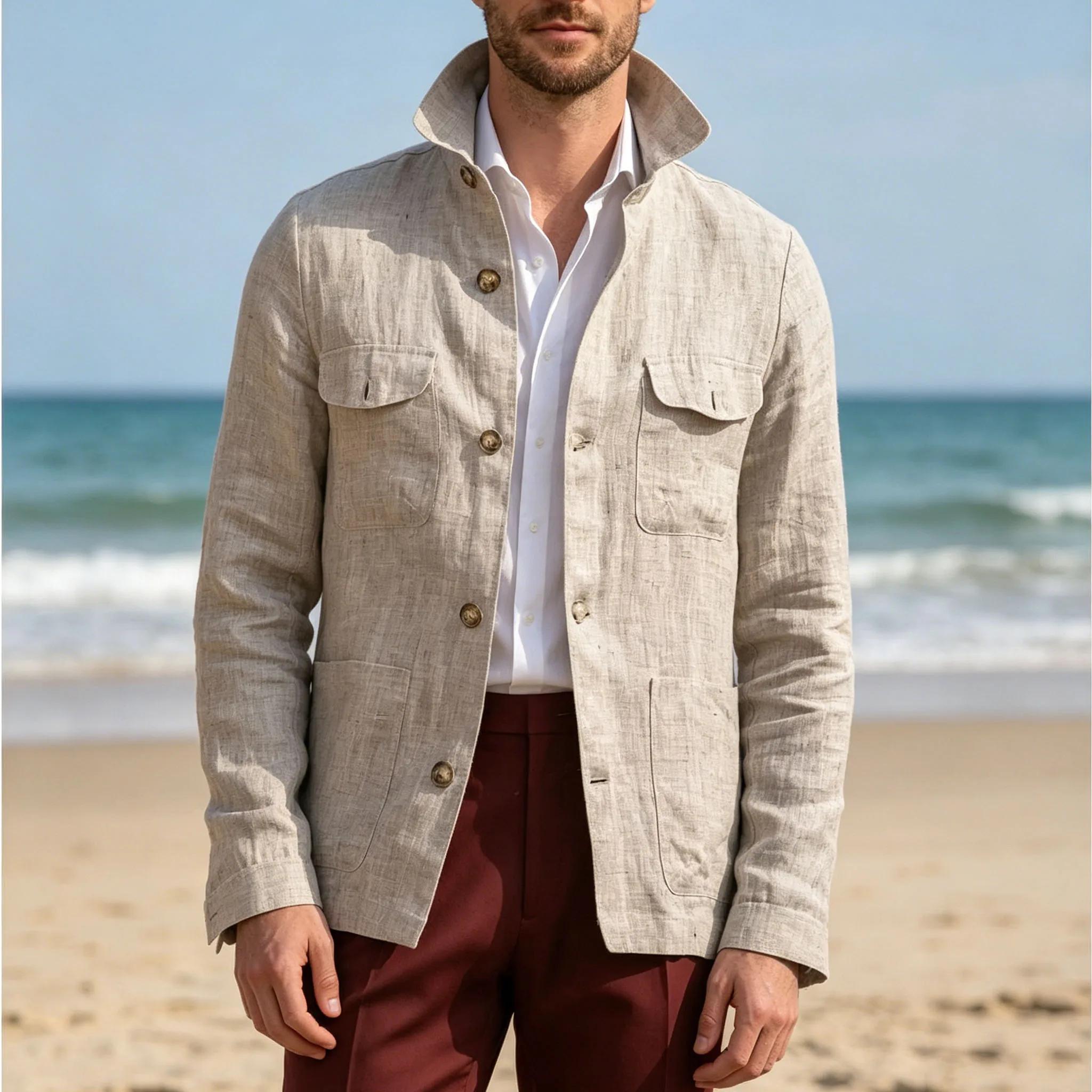 Veste Safari en Lin pour Homme
