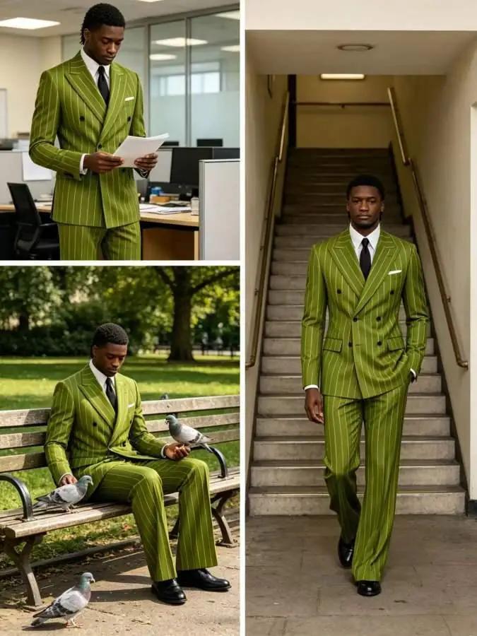 Costume 2 pièces rayé pour homme