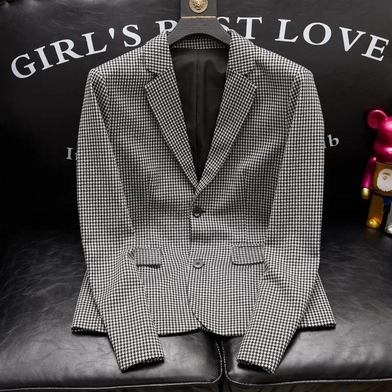 Veste de costume pied-de-poule pour hommes