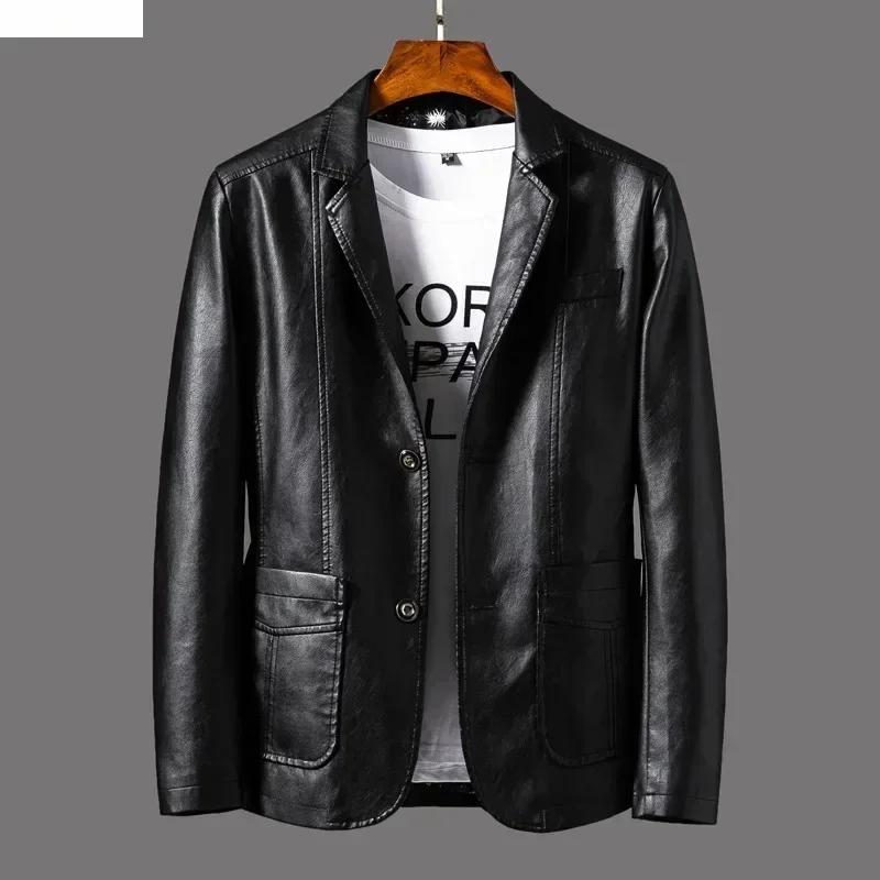 Nouvelle veste en cuir pour hommes d'affaires décontracté revers