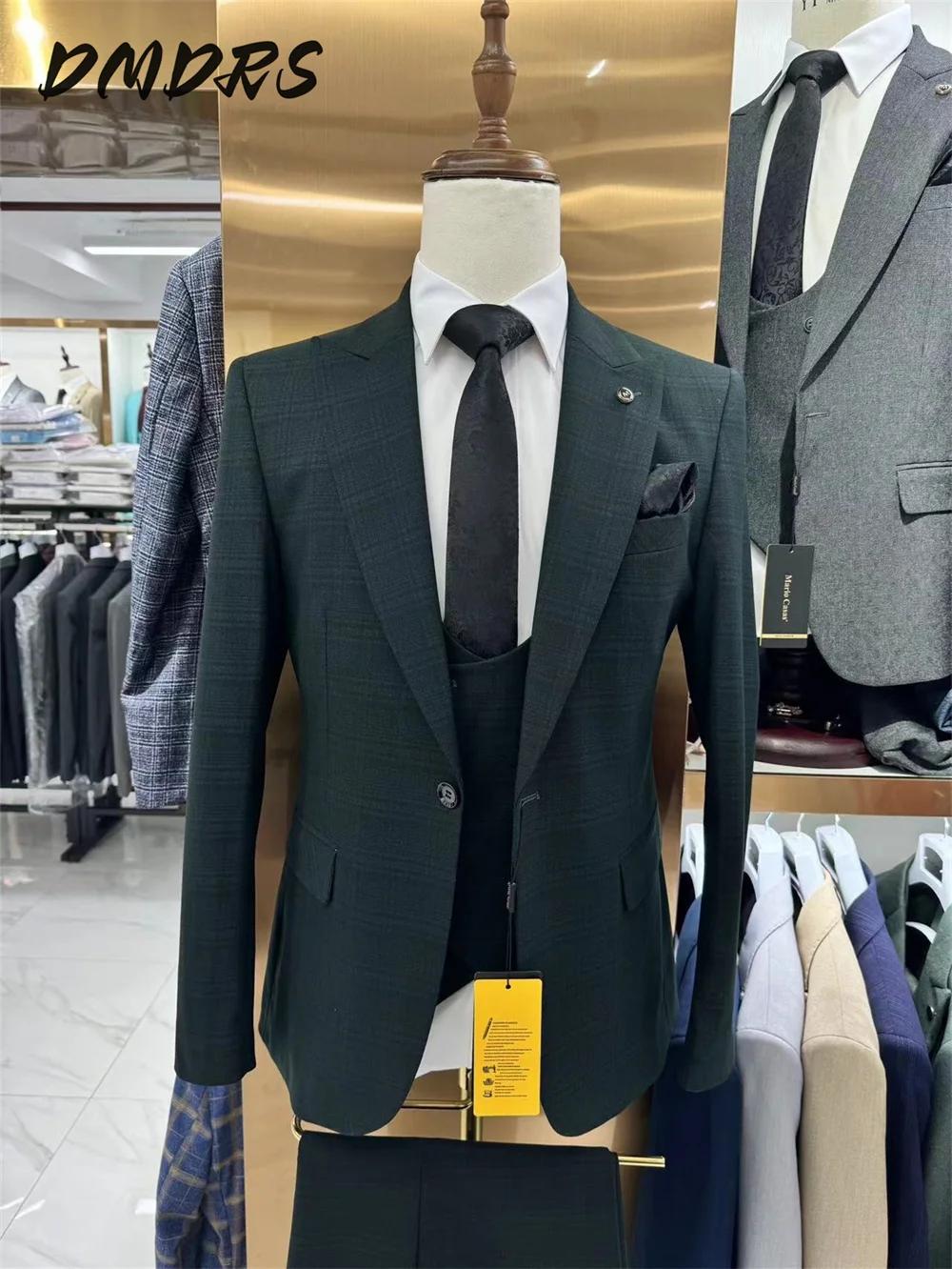 Ensemble de costume formel à carreaux pour hommes
