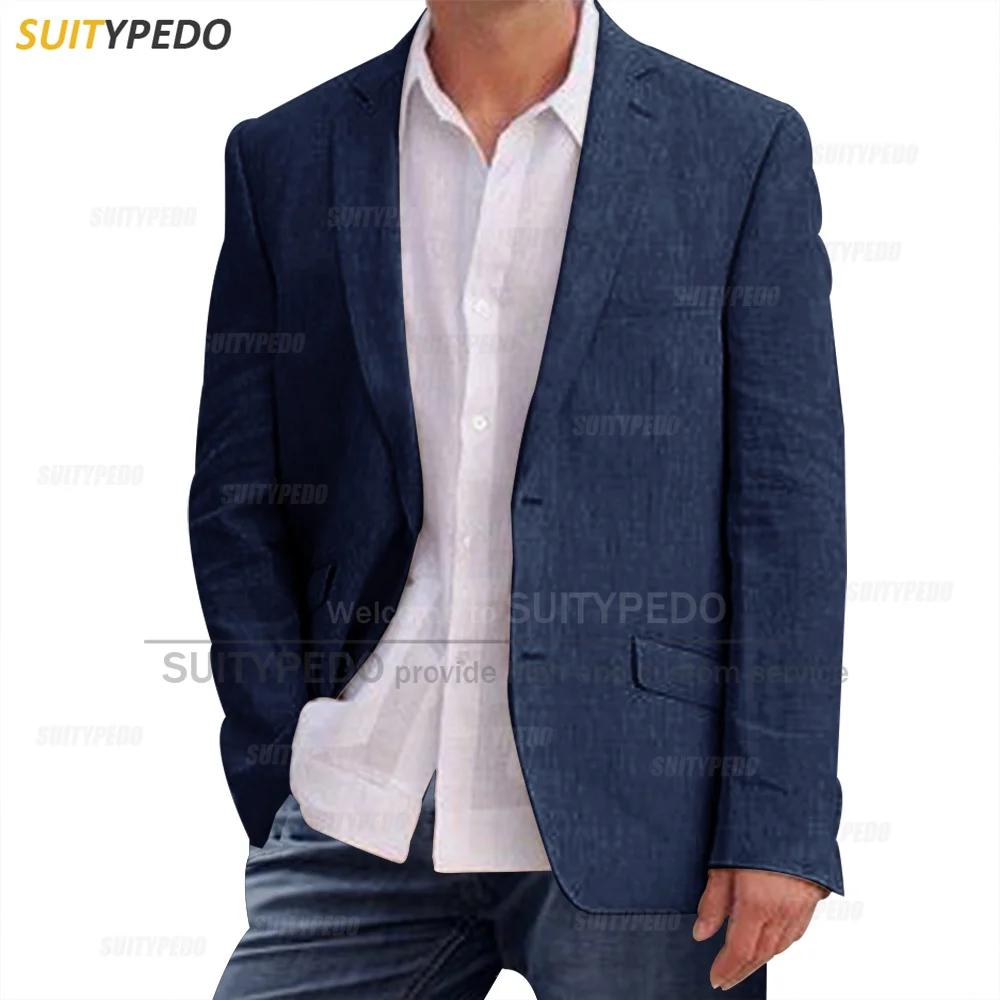Blazers en lin bleu pour hommes