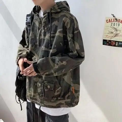 Veste Camouflage Homme Printemps Automne Tendance Marque Coréenne Ample Style Décontracté et Original