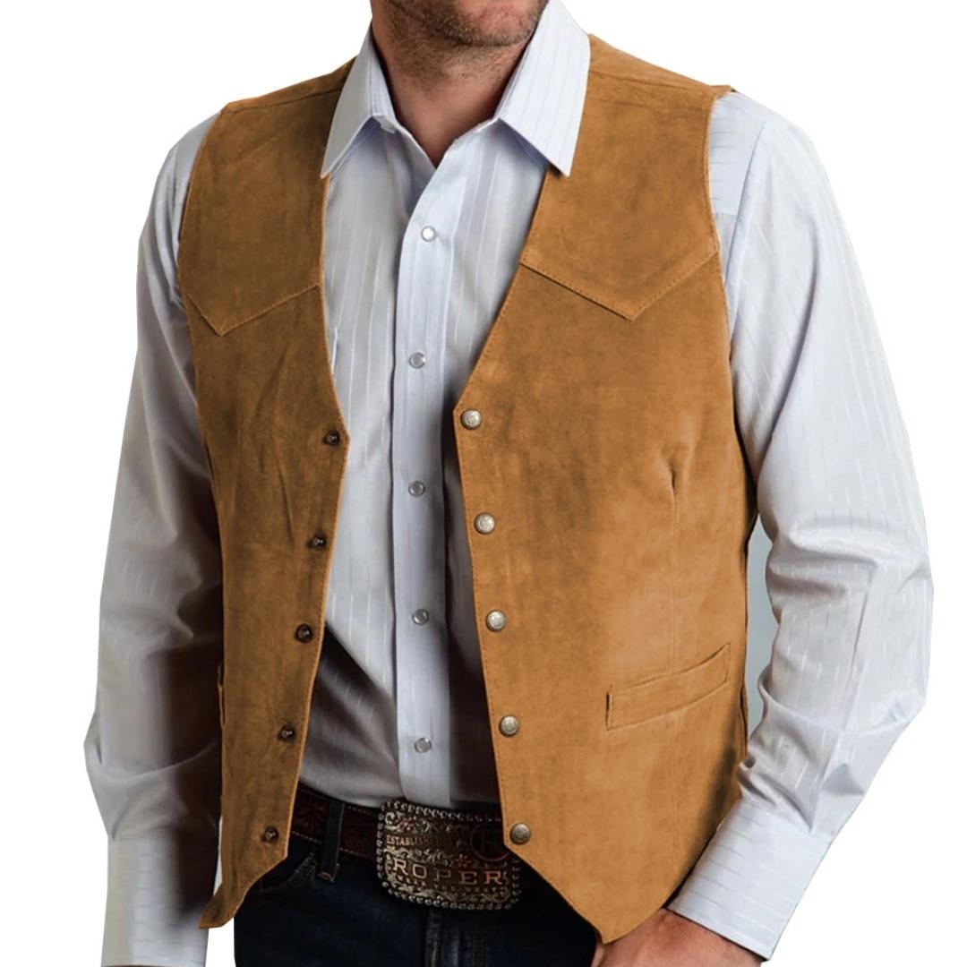 Hommes gilet or daim cuir Gentleman affaires